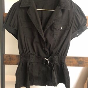 Express Design Studio Button Up Top w/ Belt